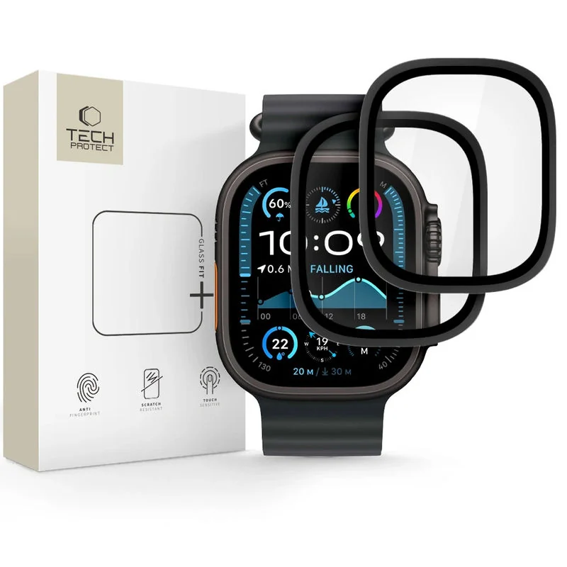 Tech-Protect Glass Ring 2x ochranné sklo na Apple Watch Ultra 1 / 2 (49mm), čierne 9mm), čierne
