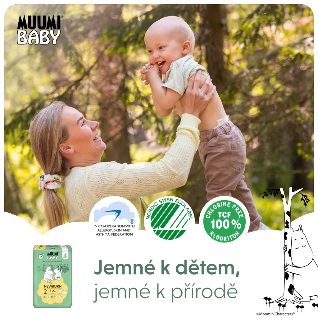 Muumi Baby 2 Newborn 3-6 kg, eko plienky 1×58ks, EKO plienky