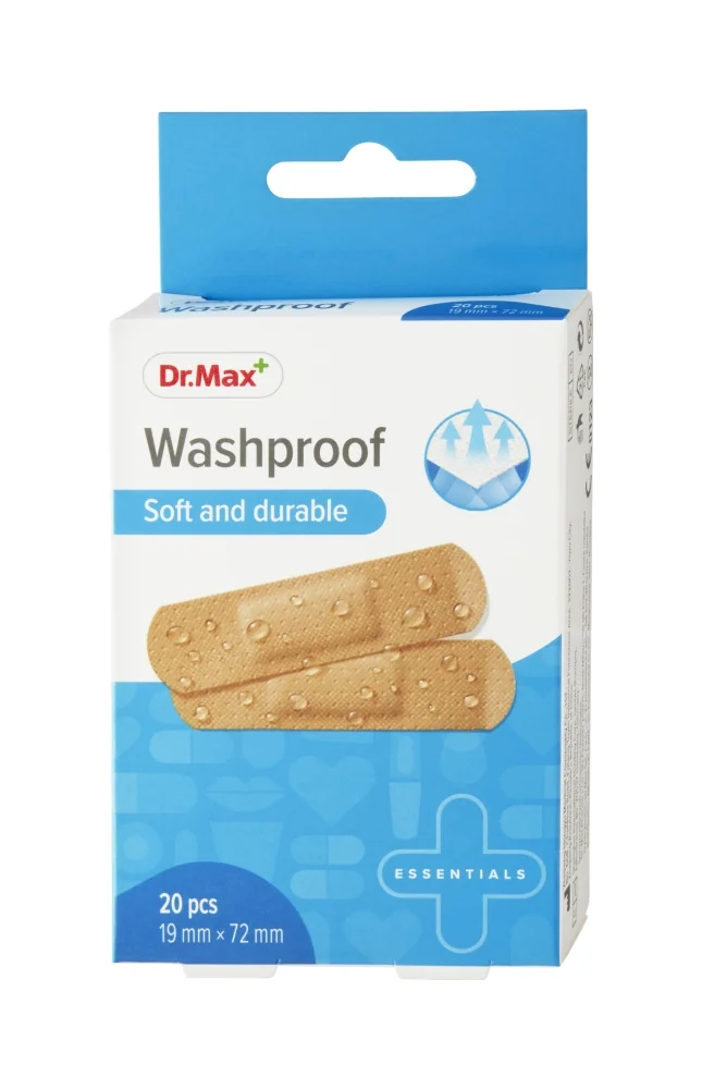 Dr. Max Náplasť Washproof 1×20 ks, umývateľné náplasti, 19 x 72 mm