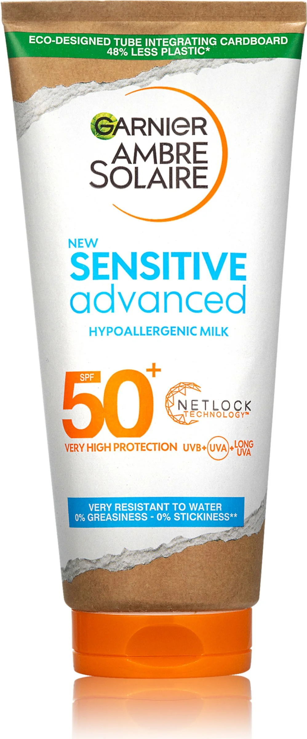 Garnier Ambre Solaire Sensitive Advanced opaľovacie mlieko, veľmi vysoká ochrana svetlá citlivá pokožka, SPF 50+, 175 ml 1×175 ml, opaľovacie mlieko
