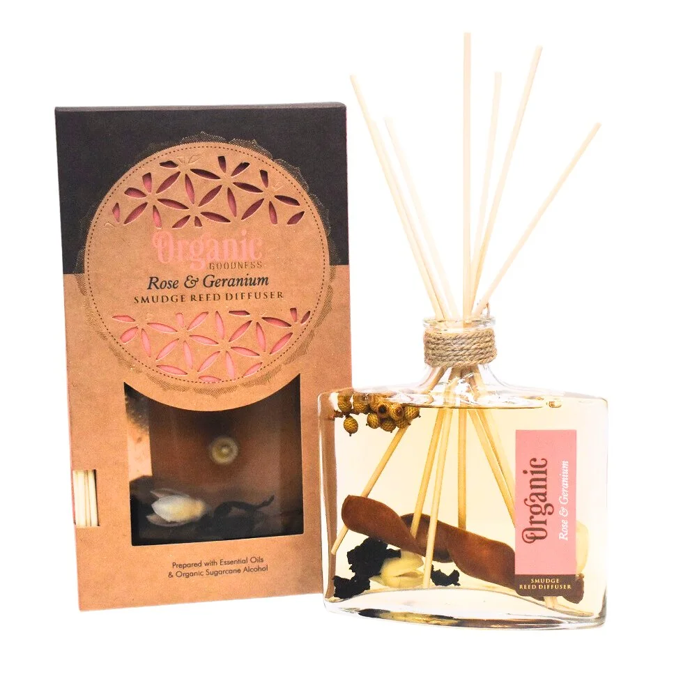 Organický difuzér s tyčinkami Rose & Geranium, 150 ml