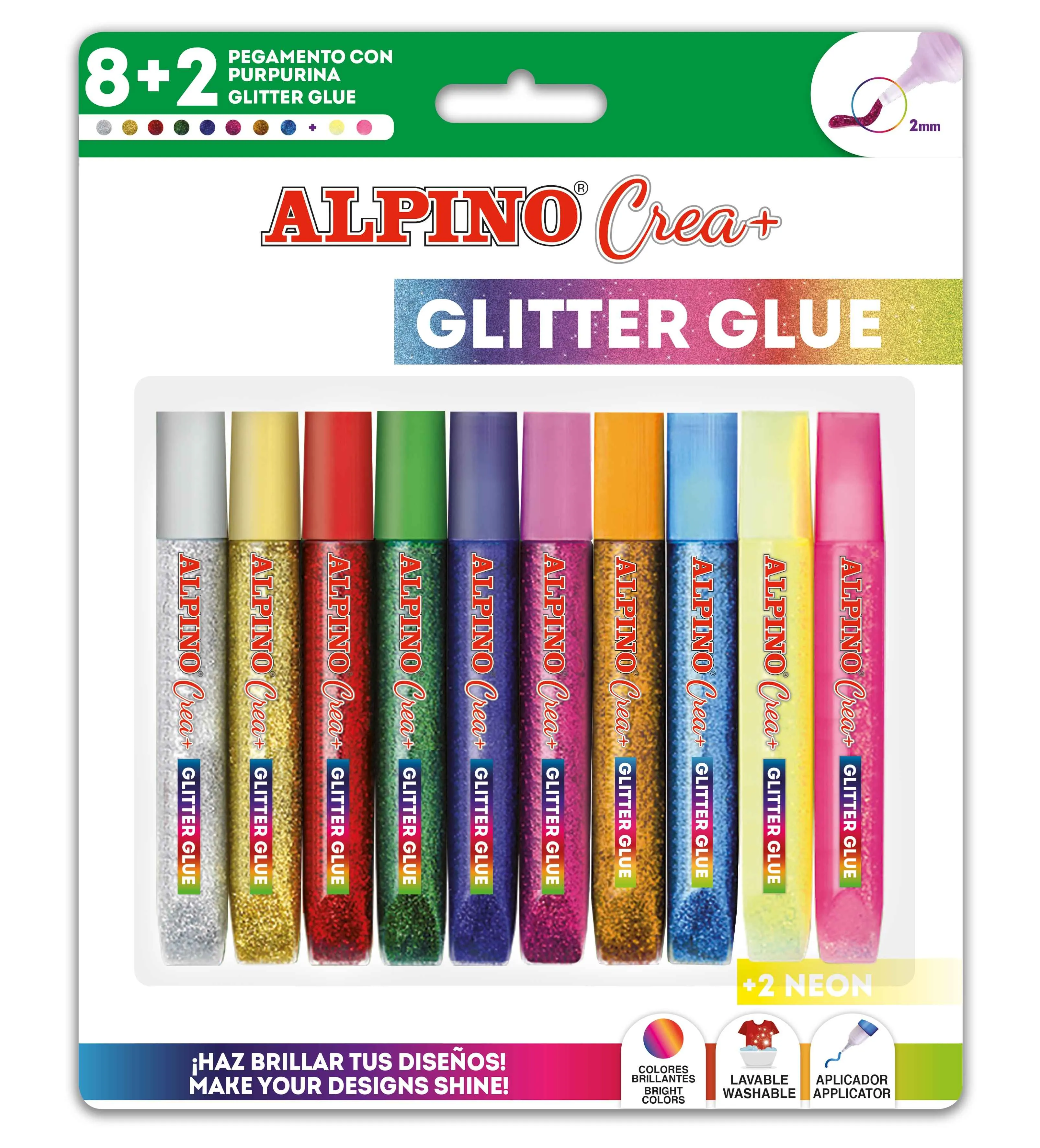 ALPINO Alpino Crea trblietavé lepidlo 10ks-zák+neón farby