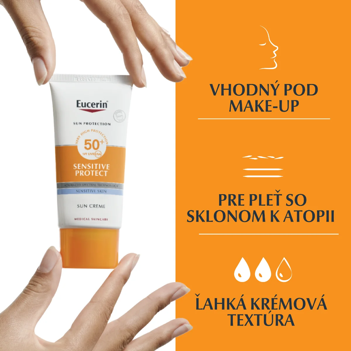 Eucerin SUN Vysoko ochranný krém SENSITIVE PROTECT SPF 50+ 1×50 ml, ochranný krém