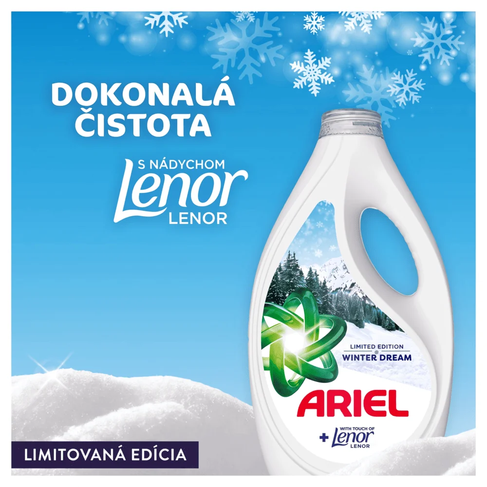 Ariel, tekutý prací prostriedok, 40 praní, Winter Dream, s nádychom sviežej vône Lenor 1800 ml