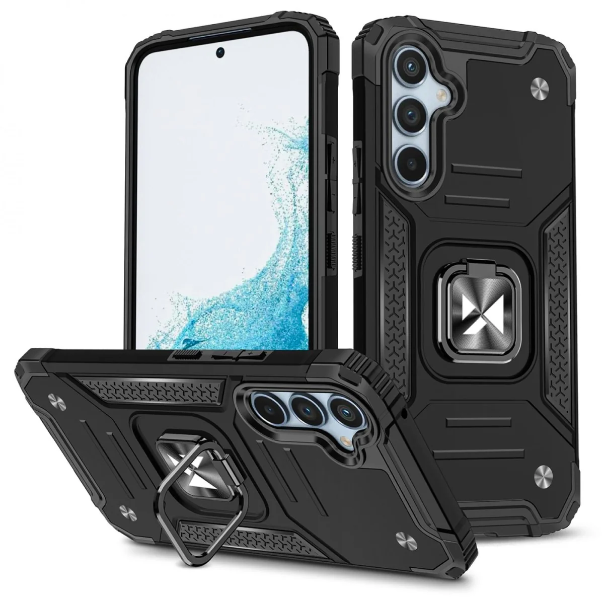 MG Ring Armor kryt na Samsung Galaxy A34 5G, čierny Odolný kryt s držiakom