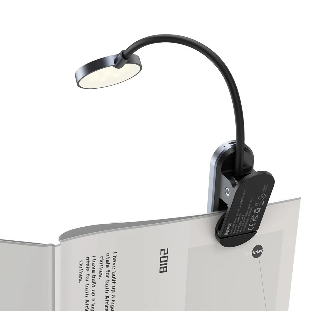 Baseus Mini LED Reading lampa s klipom, sivá