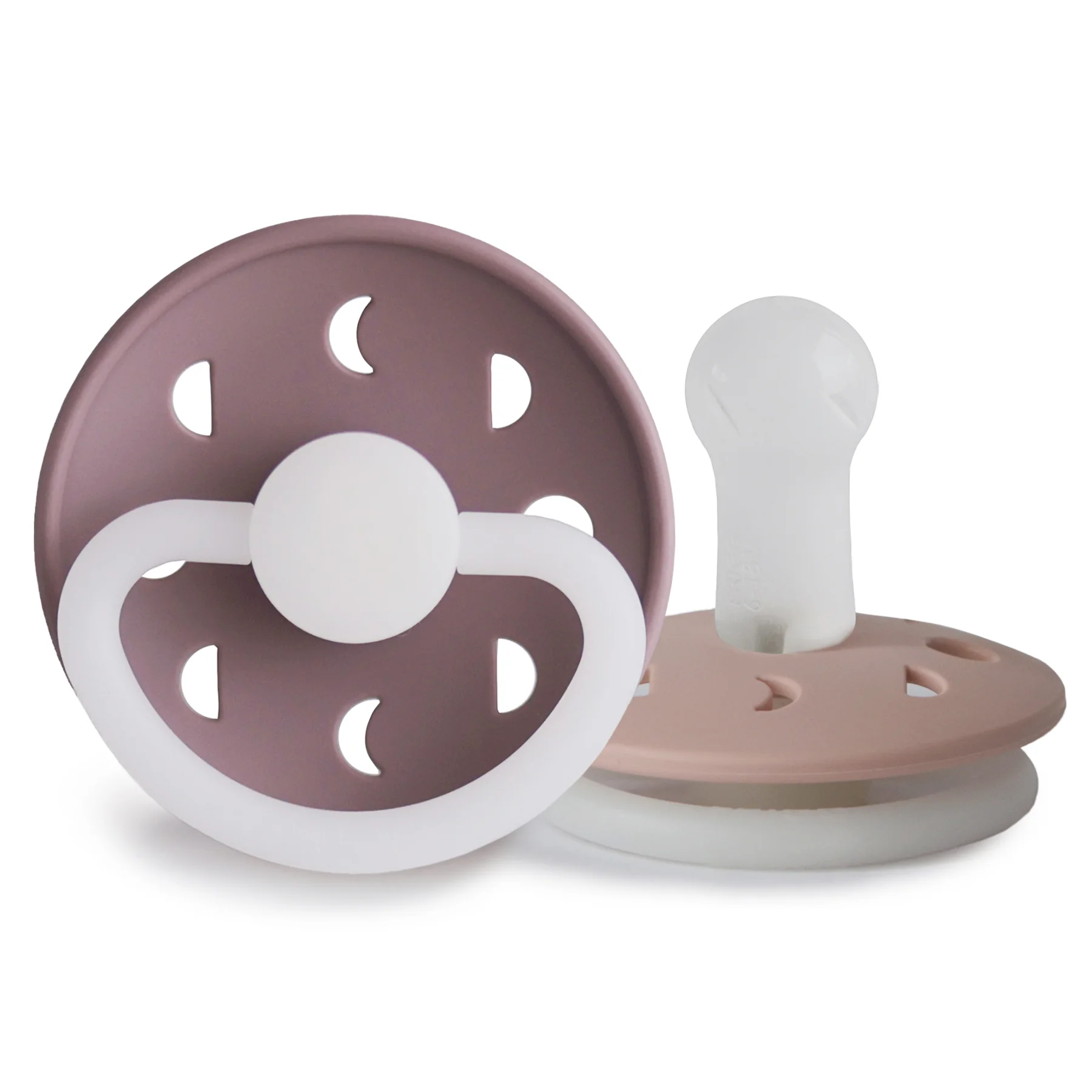 FRIGG Moon Phase silikónové cumlíky Twilight Mauve Night/ Blush Night, +6m, dvojbalenie 1×2 ks, cumlíky