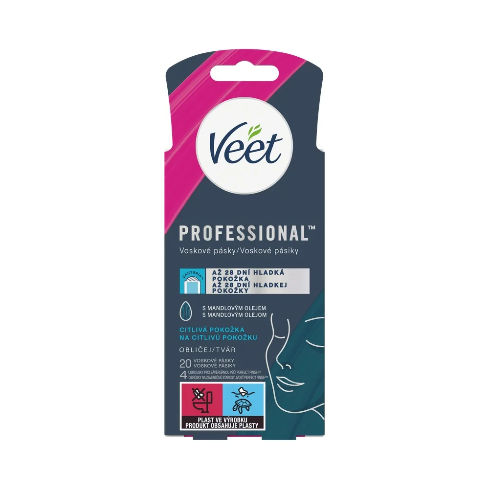 Veet Professional Voskové pásiky na tvár pre citlivú pokožku 20 ks