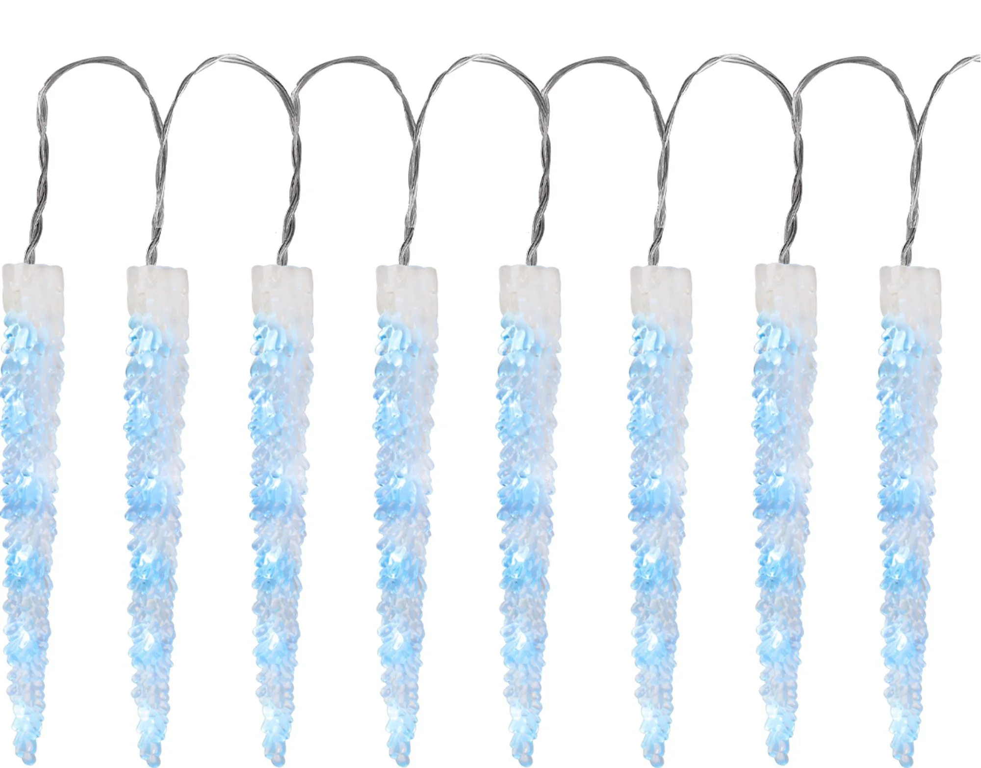 MagicHome LED reťaz Icicle, 1 ks 65 LED ľadovo modrá, 8 funkcií, 230 V/50 Hz, IP44, exteriér, 2,70 m