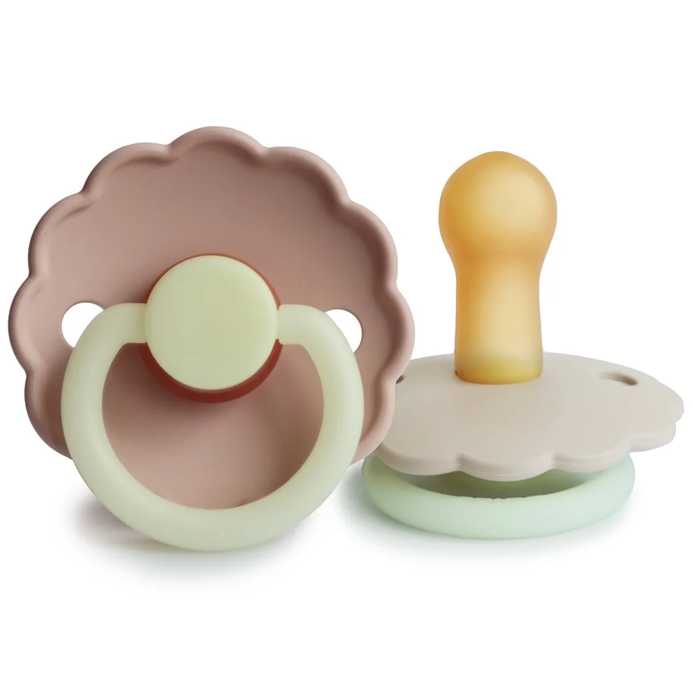 FRIGG Daisy  kaučukové cumlíky Blush Night / Cream Night 1×2 kusy, +6m, dvojbalenie