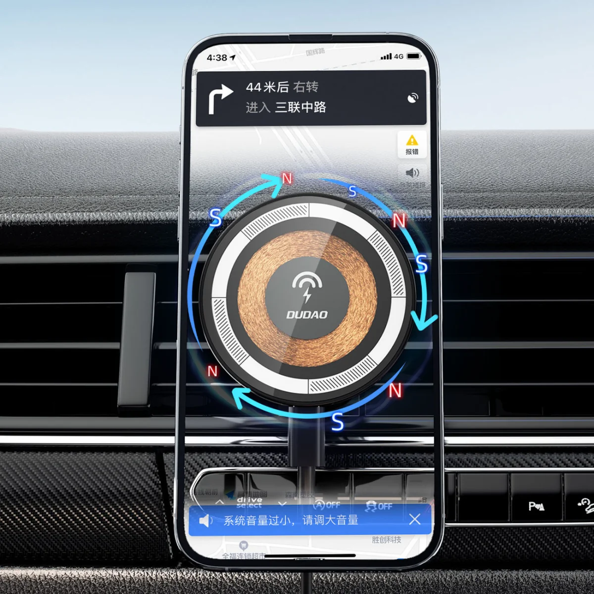 Dudao F12Max MagSafe držiak na mobil do auta 15W, čierny