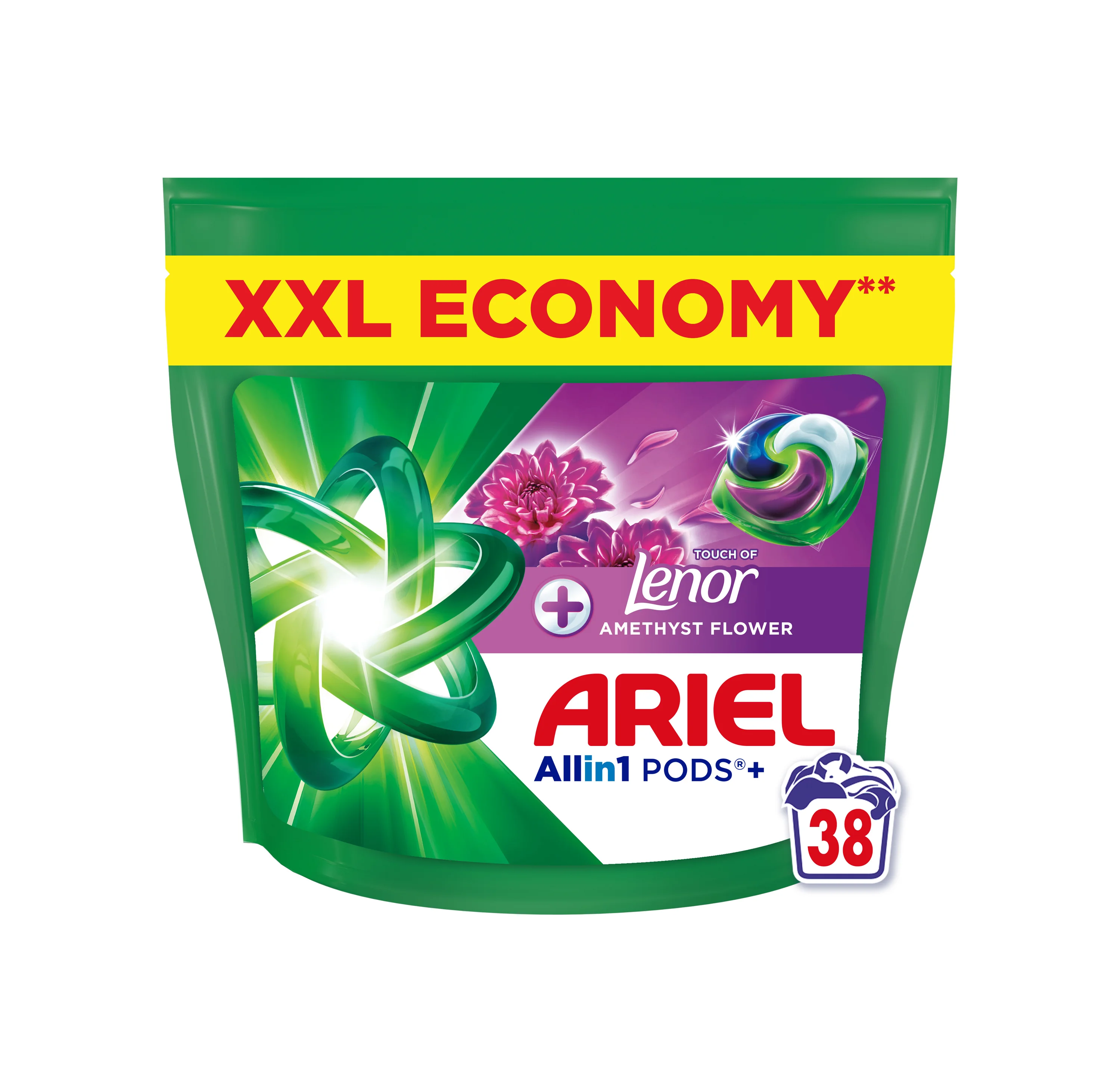 Ariel Amethyst Allin1 + kapsuly na pranie, 38 praní 38 ks