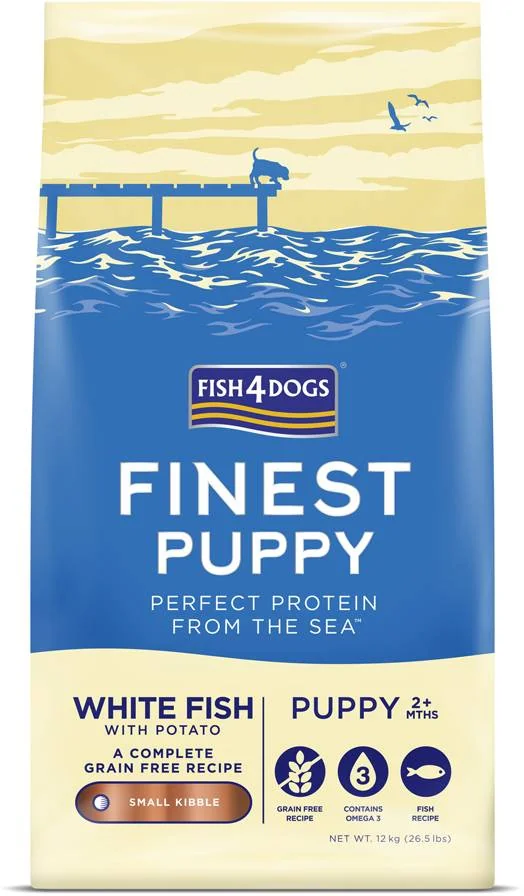 FISH4DOGS Granule malé pre šteniatka Finest biela ryba so zemiakmi 12kg, 2m+ 1×12000 g, granule pre šteniatka