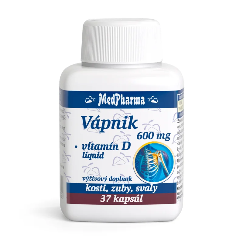 MedPharma VÁPNIK 600 mg + Vitamín D liq. 1×37 cps, výživový doplnok