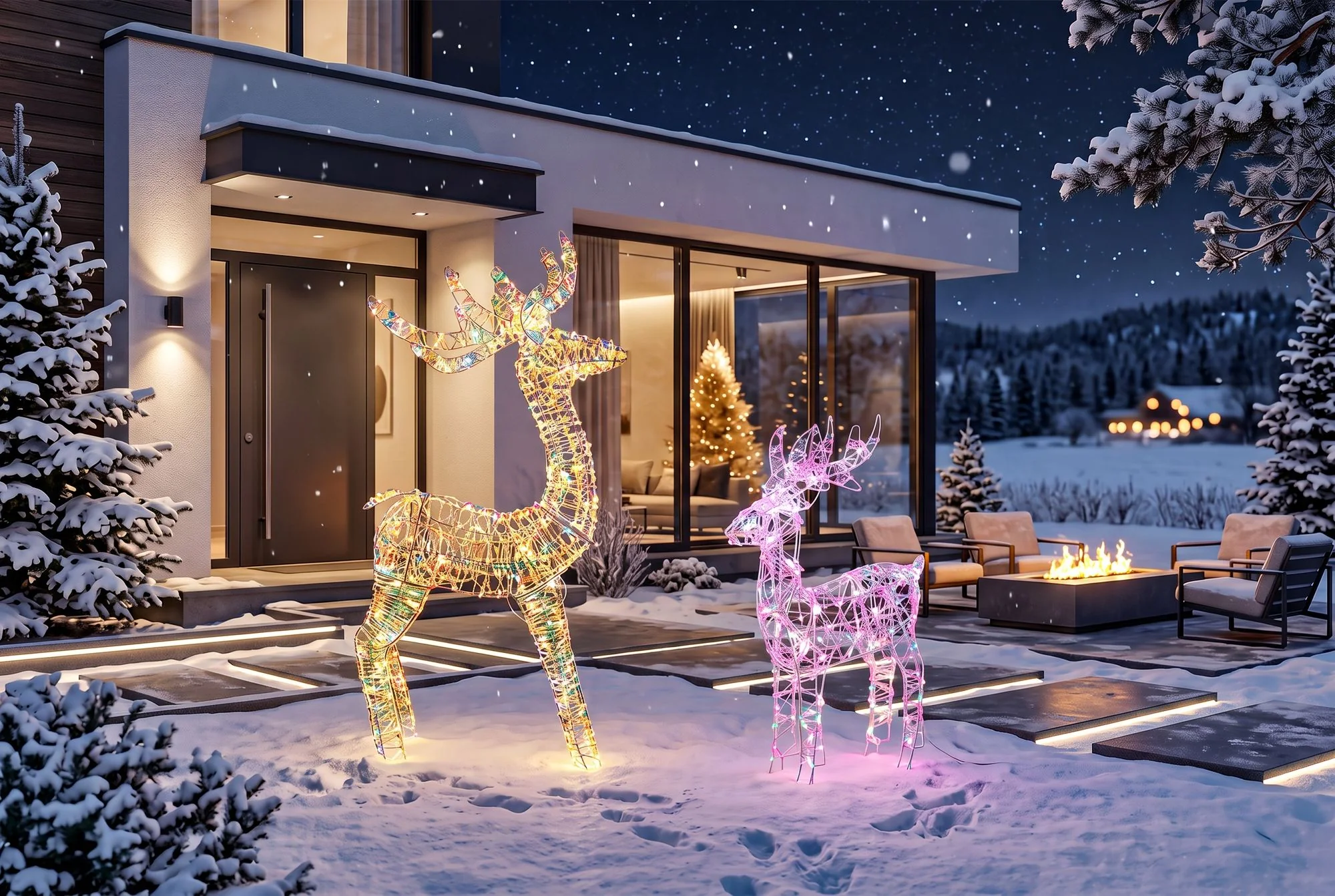 MagicHome vianočný LED jeleň, 1 ks 280 LED, teplá biela, 105 cm
