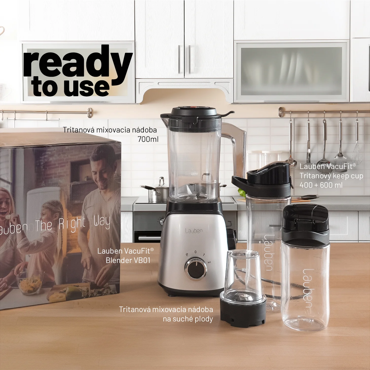 Lauben VacuFit Blender VB01 1×1 ks, vákuový mixér
