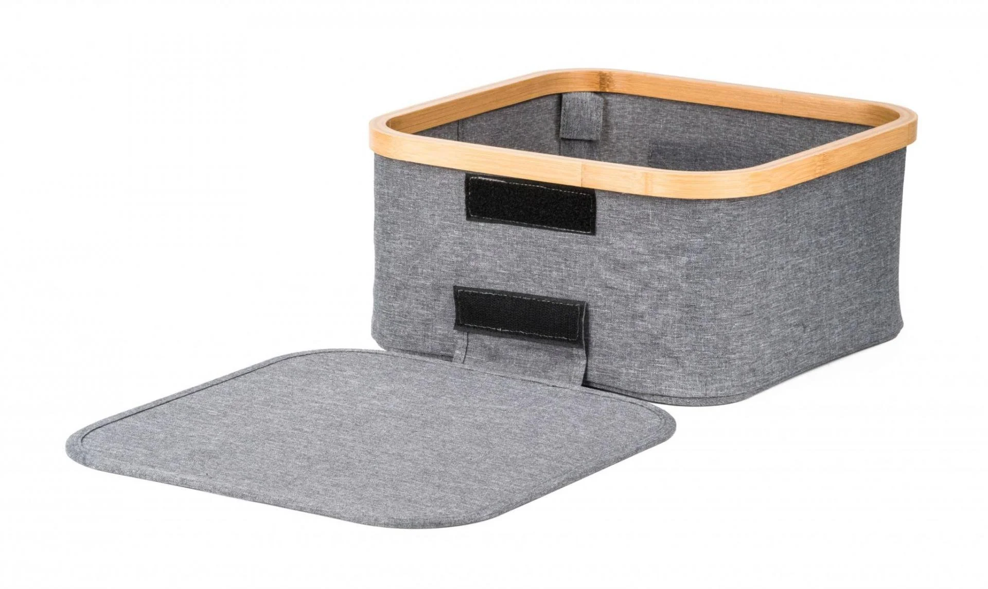 Úložný box G21 30 x 30 x 15 cm, bambusový s vekom, sivý UBG21BAM005G