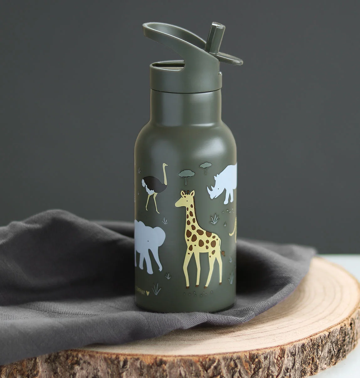 A Little Lovely Company - antikorová fľaša na pitie, 350 ml - zvieratá zo savany