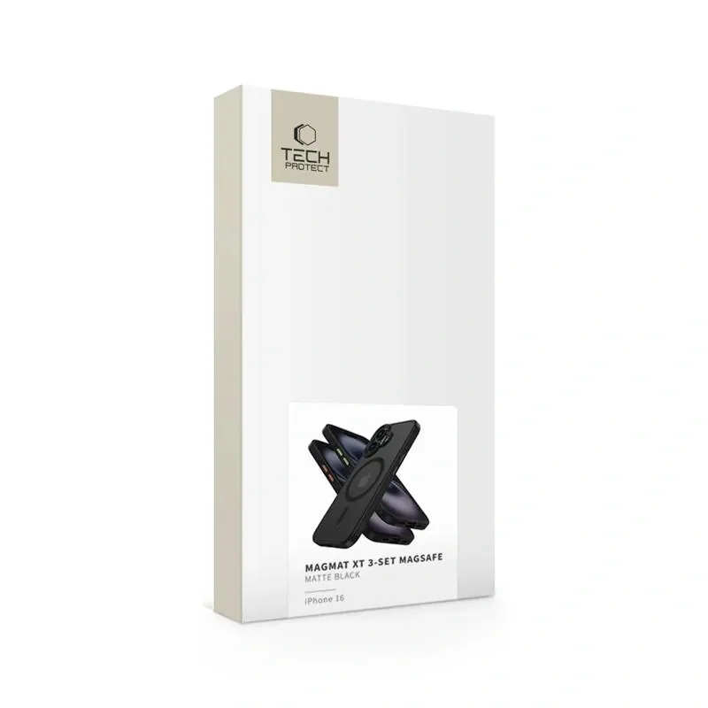 Tech-Protect Magmat XT 3-Set MagSafe kryt na iPhone 16, čierny