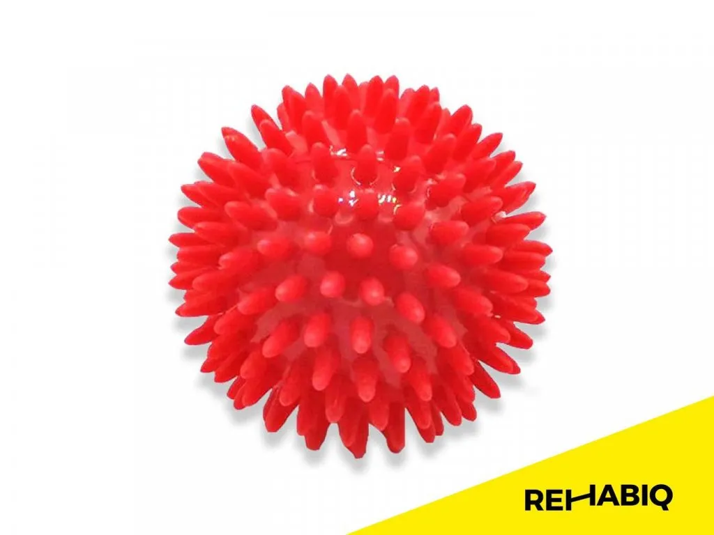 Rehabiq Masážna loptička ježko, 8 cm, červená 1×1 ks, zdravotnícka pomôcka