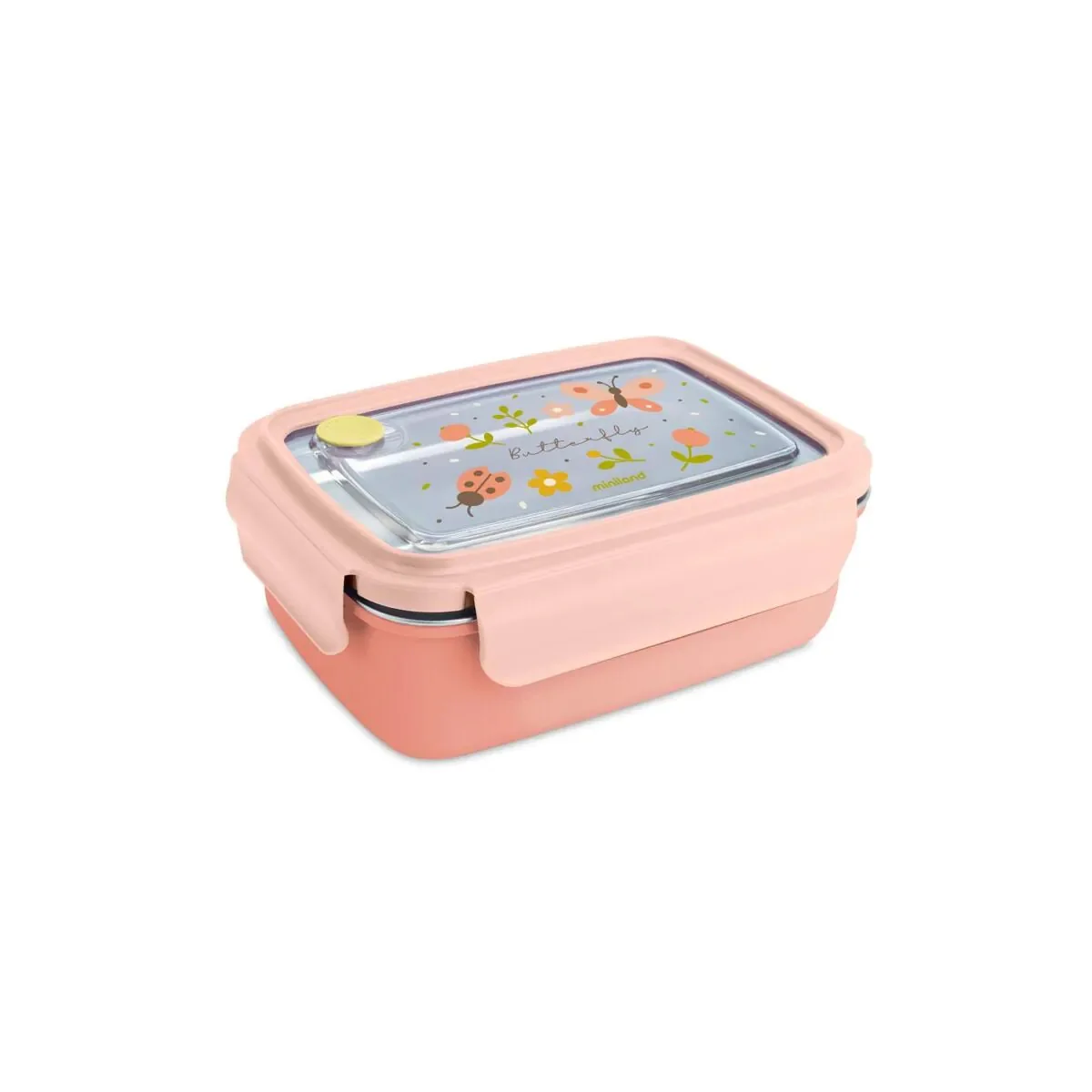 Miniland Nerezový lunchbox Explorer – Kovový desiatový box pre deti, - Motýle