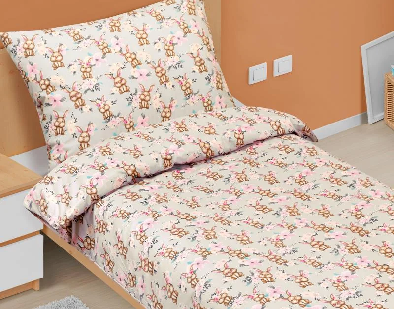Detské obliečky Junior 90/011 Veľkonočný zajačik 140x200, 70x90 1×1 ks, detské obliečky