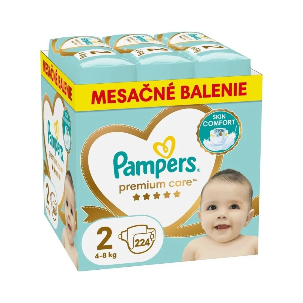 Pampers Premium MBP S2 224ks (4-8kg) 1×224 ks, plienky
