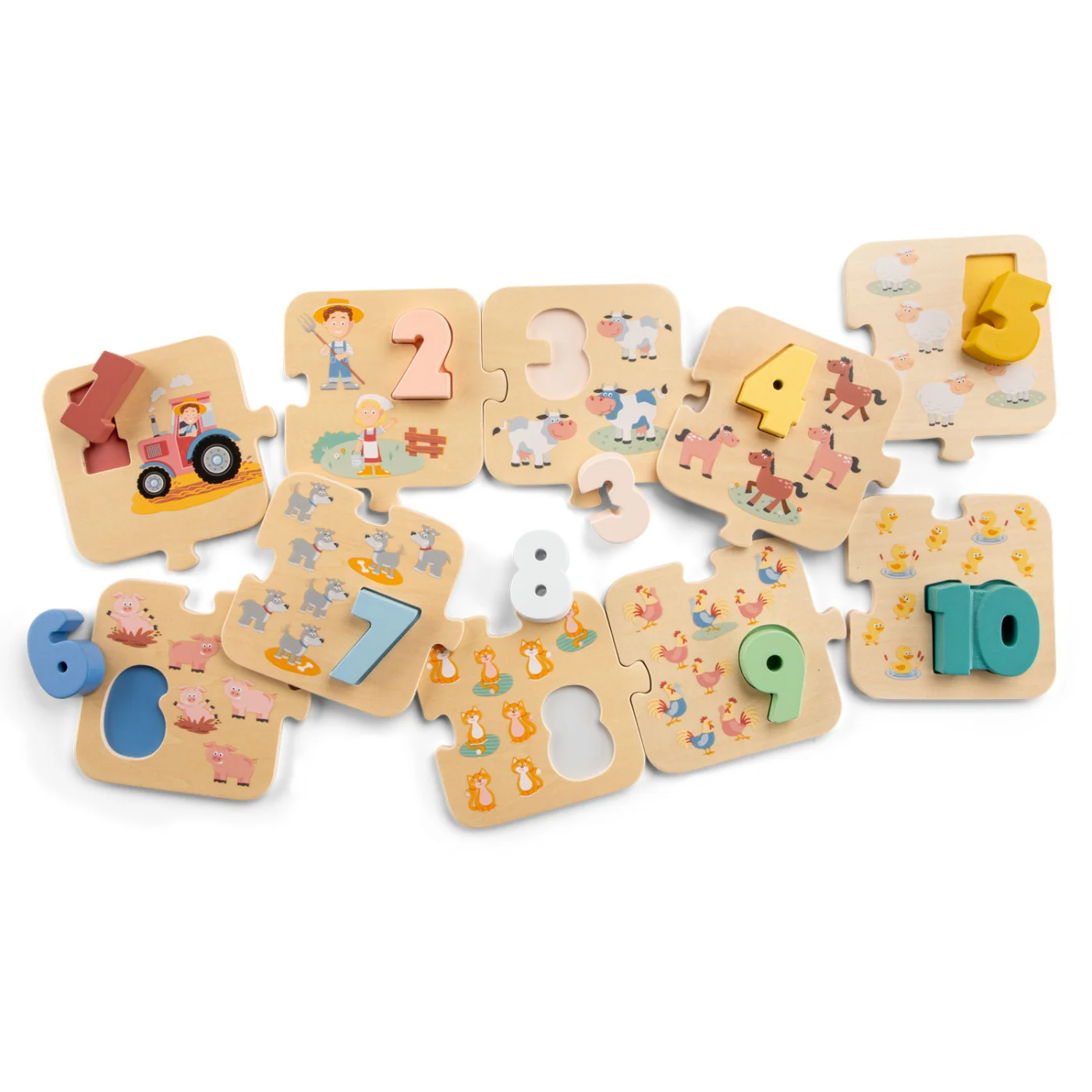 Puzzle - Učíme sa číslice - farma