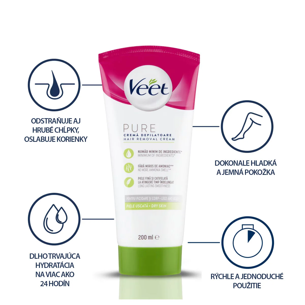 VEET SET 2ks Pure depilačný krém 200ml – suchá pokožka depilačný krém, 2x200ml