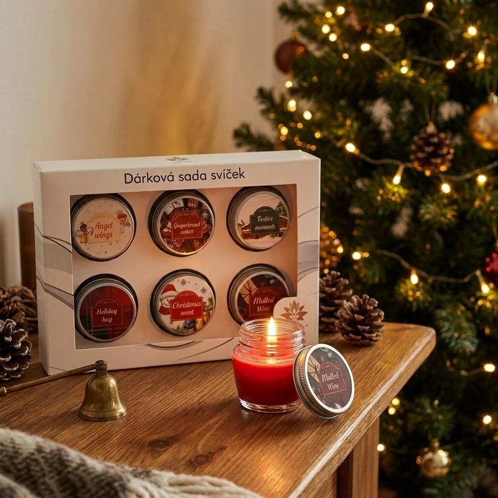 Set sviečok s prianím 28g v darčekovej krabičke, Winter, mix 6 ks