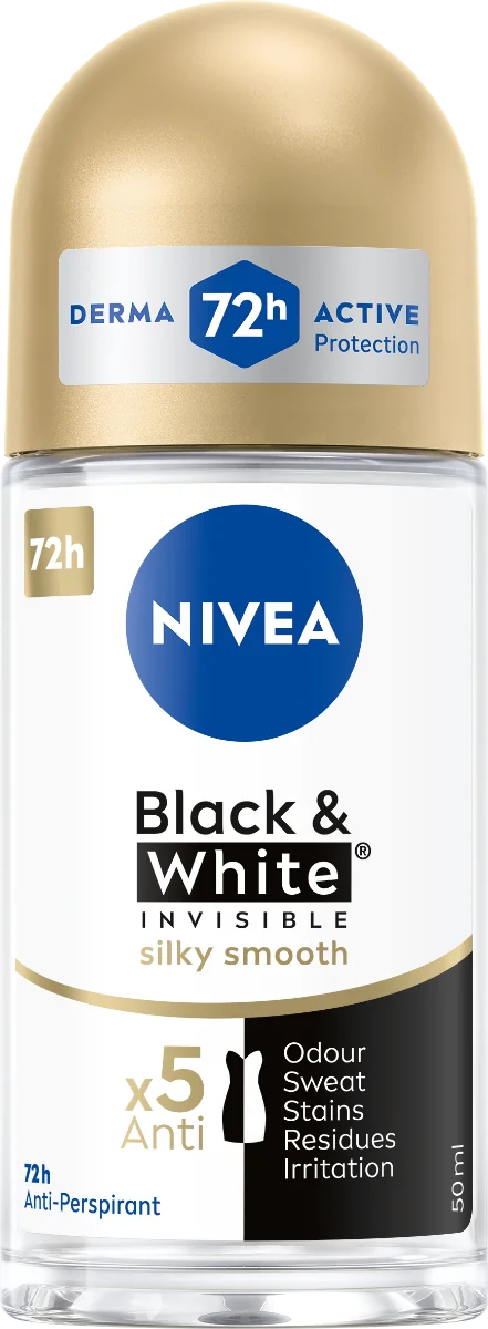 NIVEA Black & White Invisible Silky Smooth 1×50 ml, guľôčkový antiperspirant
