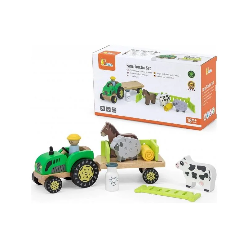 Viga Drevený traktor so zvieratkami