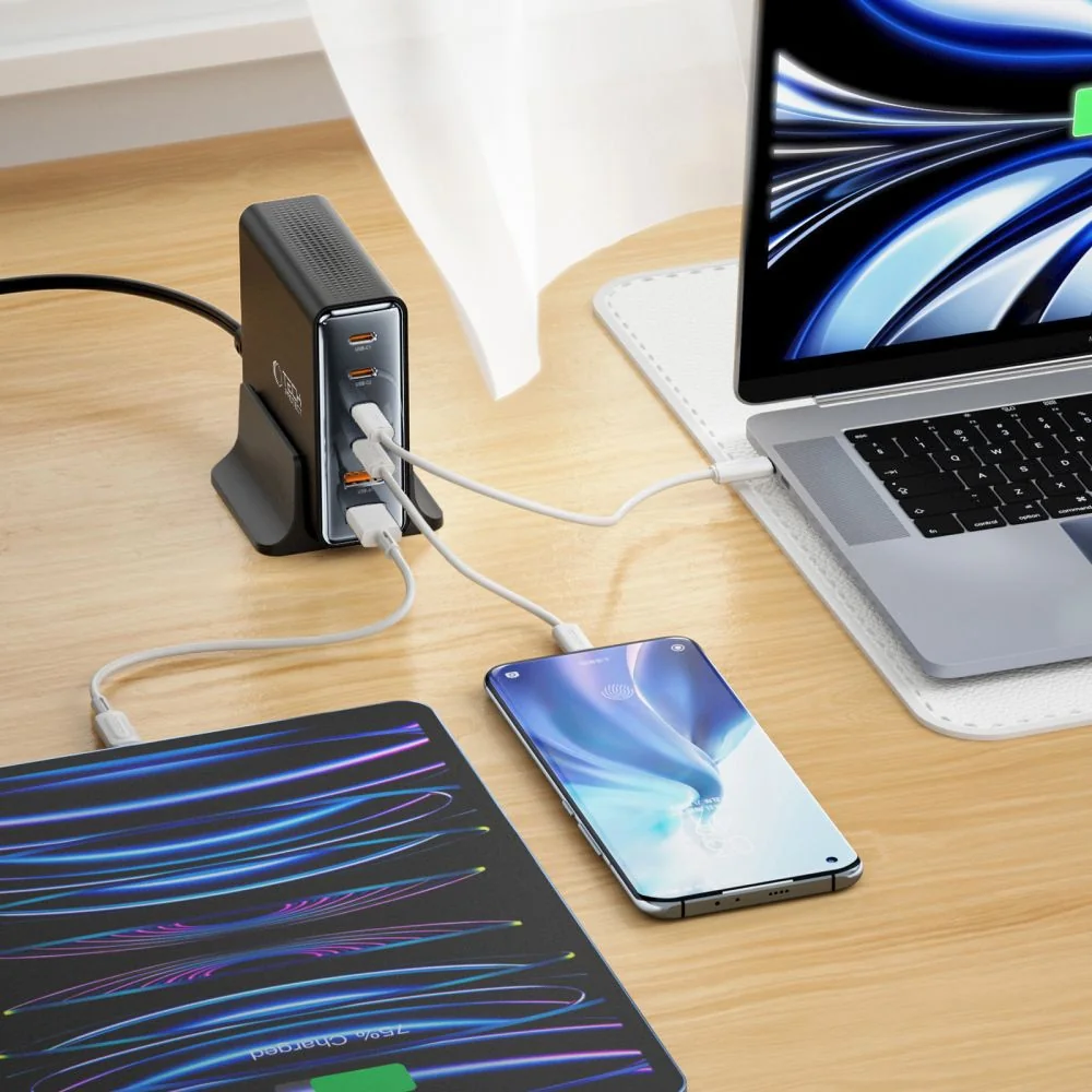 Tech-Protect DC80W 6 Port GaN nabíjačka PD 80W / QC, čierna