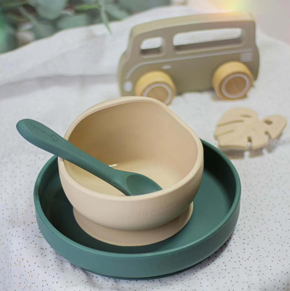 PETITE&MARS Príbor silikónový TAKE&MATCH Misty Green 6m+ 1×1 ks, silikónový príbor