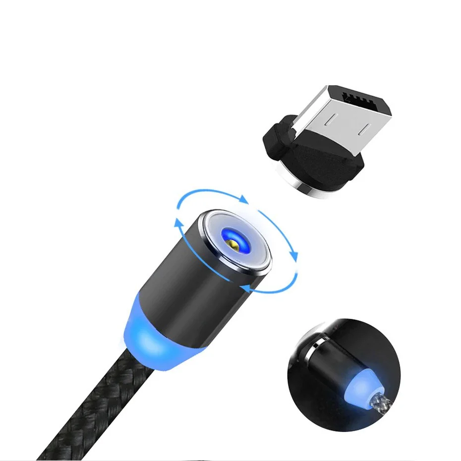 MG 3in1 magnetický USB kábel + plug adaptér Micro USB / USB-C / Lightn ing 1m, čierny
