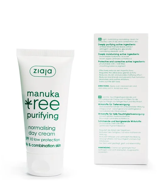 Ziaja Manuka - denný krém normalizujúci pre mastnú a zmiešanú pleť 12+ 1×50 ml, denný krém