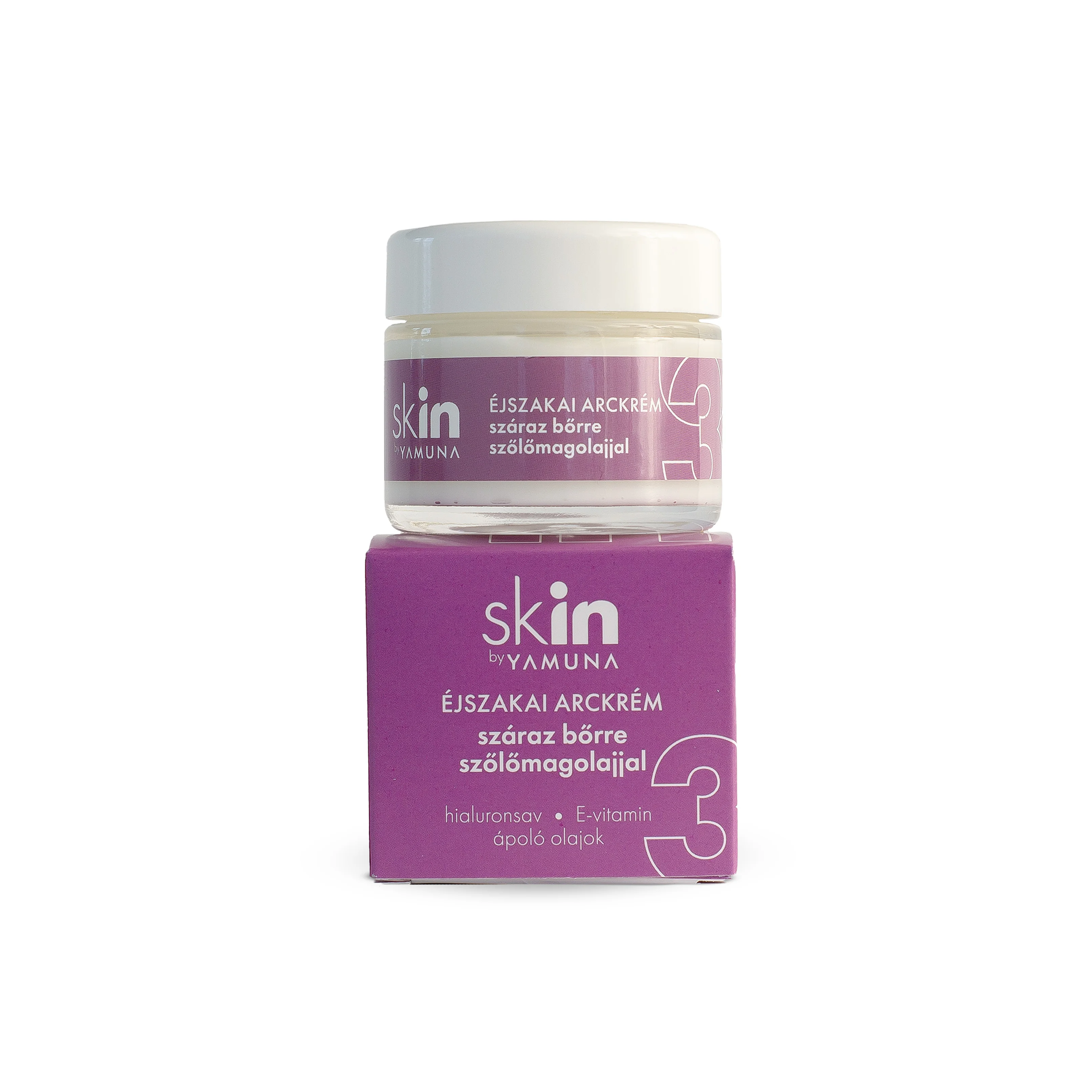 skIN by Yamuna Nočný krém na suchú pleť 50ml s olejom z hroznových jadierok a kyselinou hyalurónovou