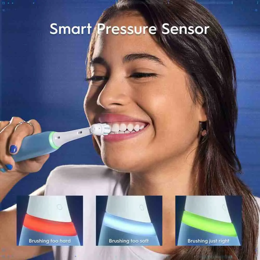 Oral-B EK iO Teen Blue + držiak zubnej kefky + cestovné púzdro + 1NH 1×1 set, elektrická zubná kefka