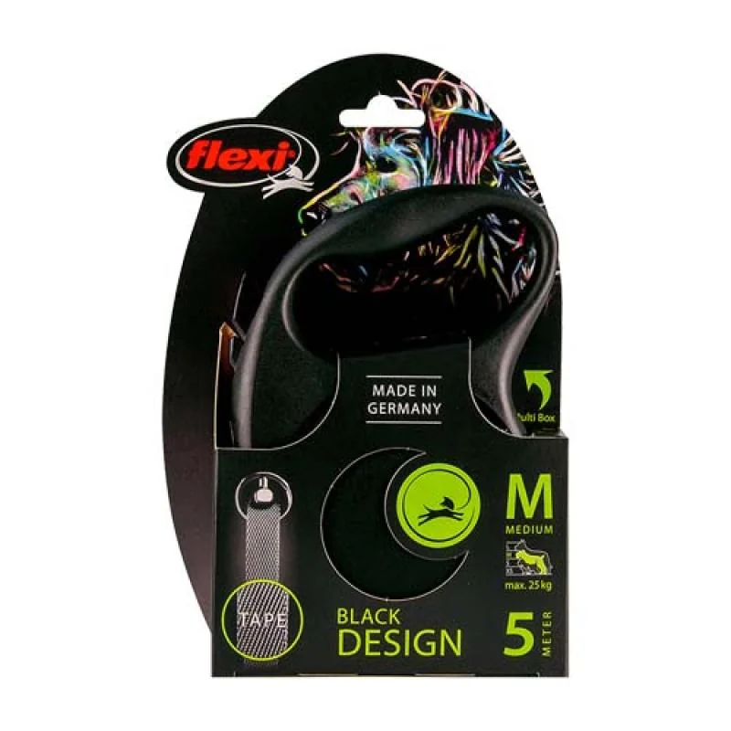 flexi Black Design M popruh 5m čierna do 25kg