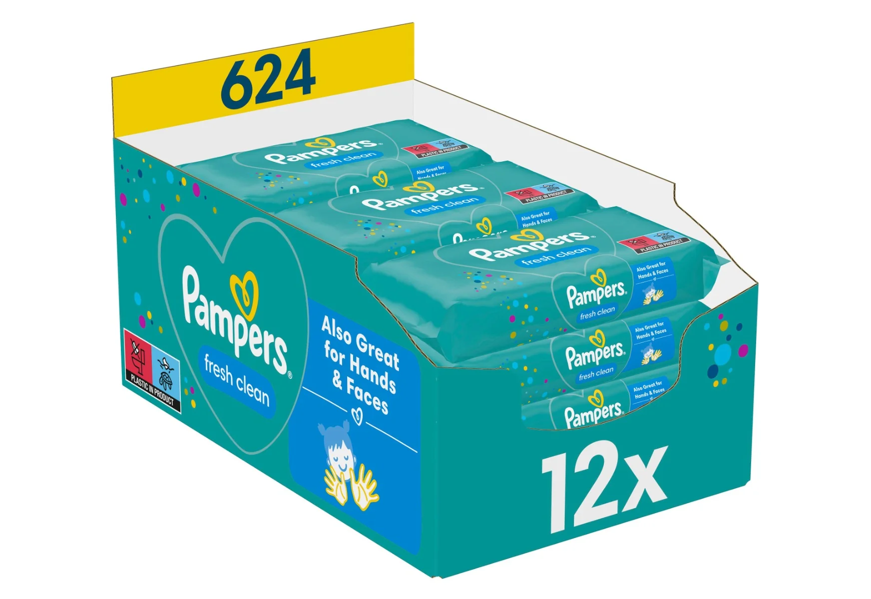 Pampers Wipes Box 624ks (12x52) Fresh clean 12×52 ks, vlhčené obrúsky