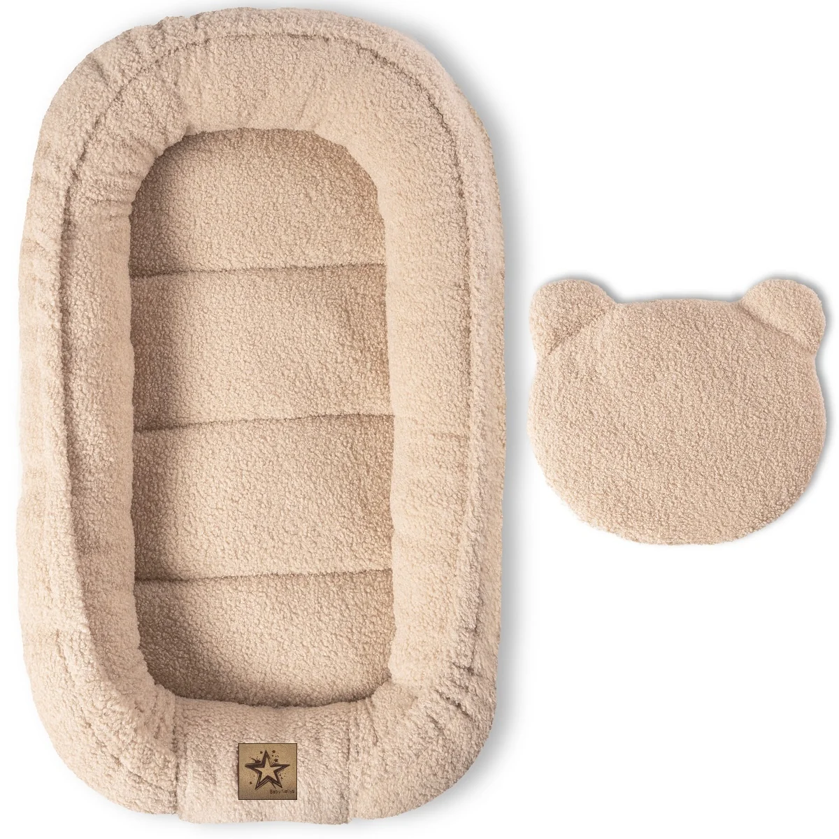 Obojstranné hniezdočko s vankúšikom Teddy Bouclé - béžové
