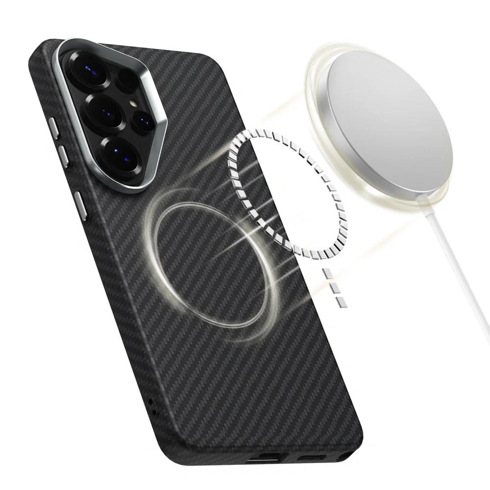 Tech-Protect Ion Carbon MagSafe kryt na Samsung Galaxy S26 Ultra, čierny / strieborný ny / strieborný