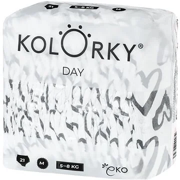 KOLORKY DAY - srdce - M (5-8 kg) 1×21 ks, jednorázové ekoplienky