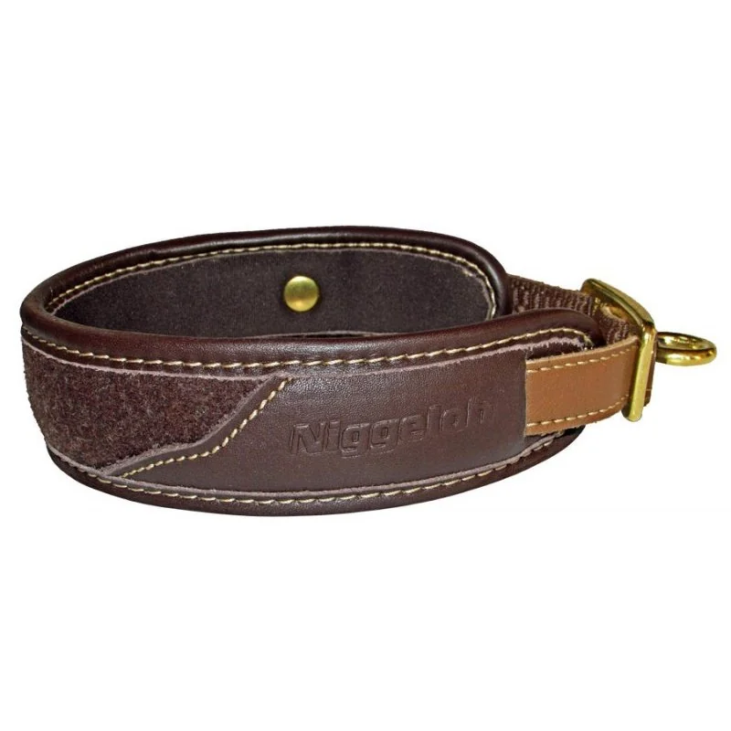 Kožený farbiarsky obojok so zvrtlíkom Classic Loden, Obvod krku: 30 - 40 cm