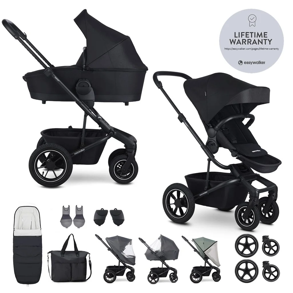 Easywalker Harvey⁵ kočík kombinovaný Midnight Black XXL AIR set
