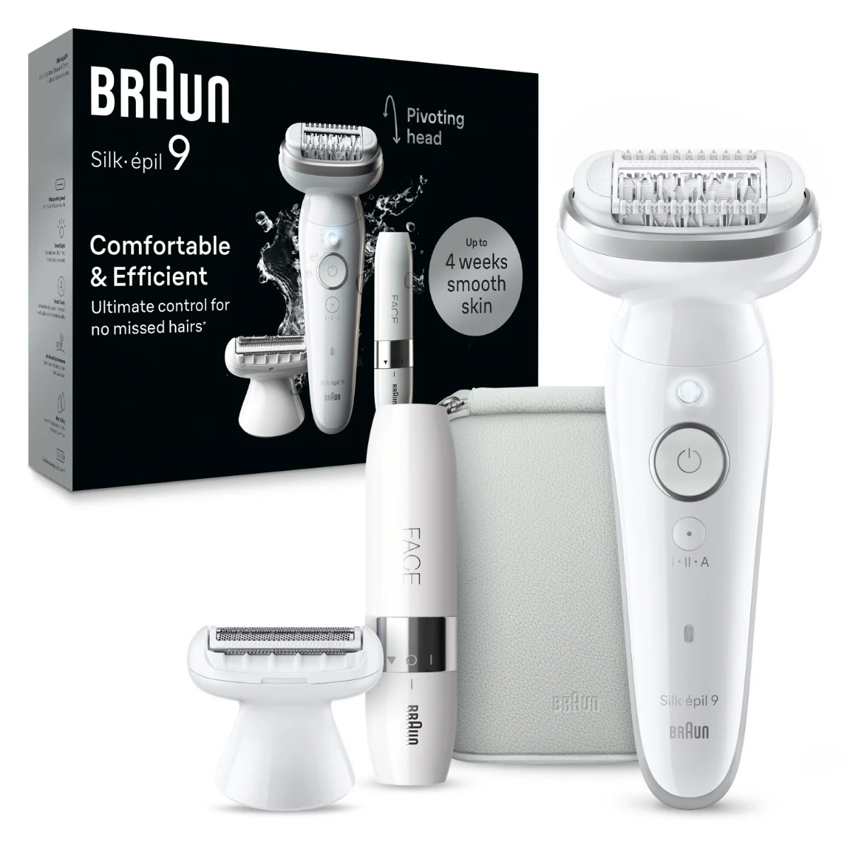Braun Silk-épil 9, Epilátor pre Jednoduché Odstraňovanie Chĺpkov, 9-041, Biela/Strieborná 1×1 ks, epilátor