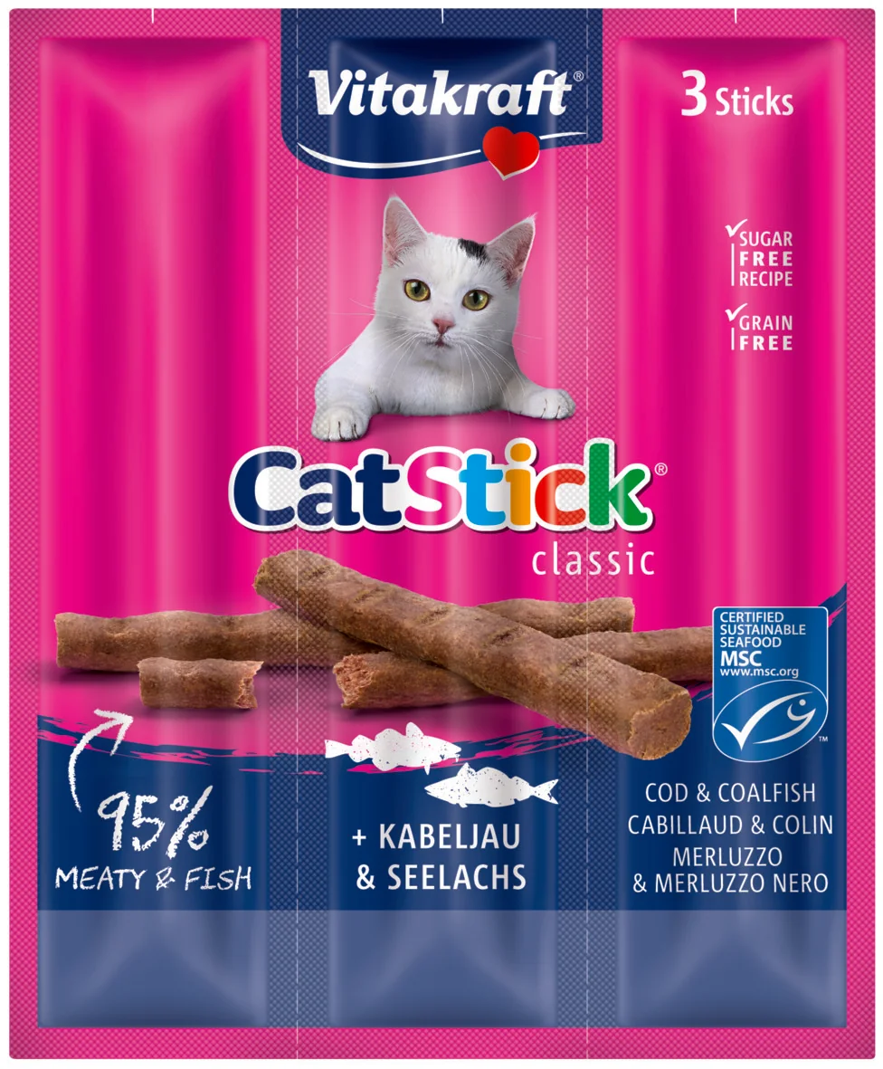 Vitakraft Cat Stick treska - treska tmavá 3×6 g