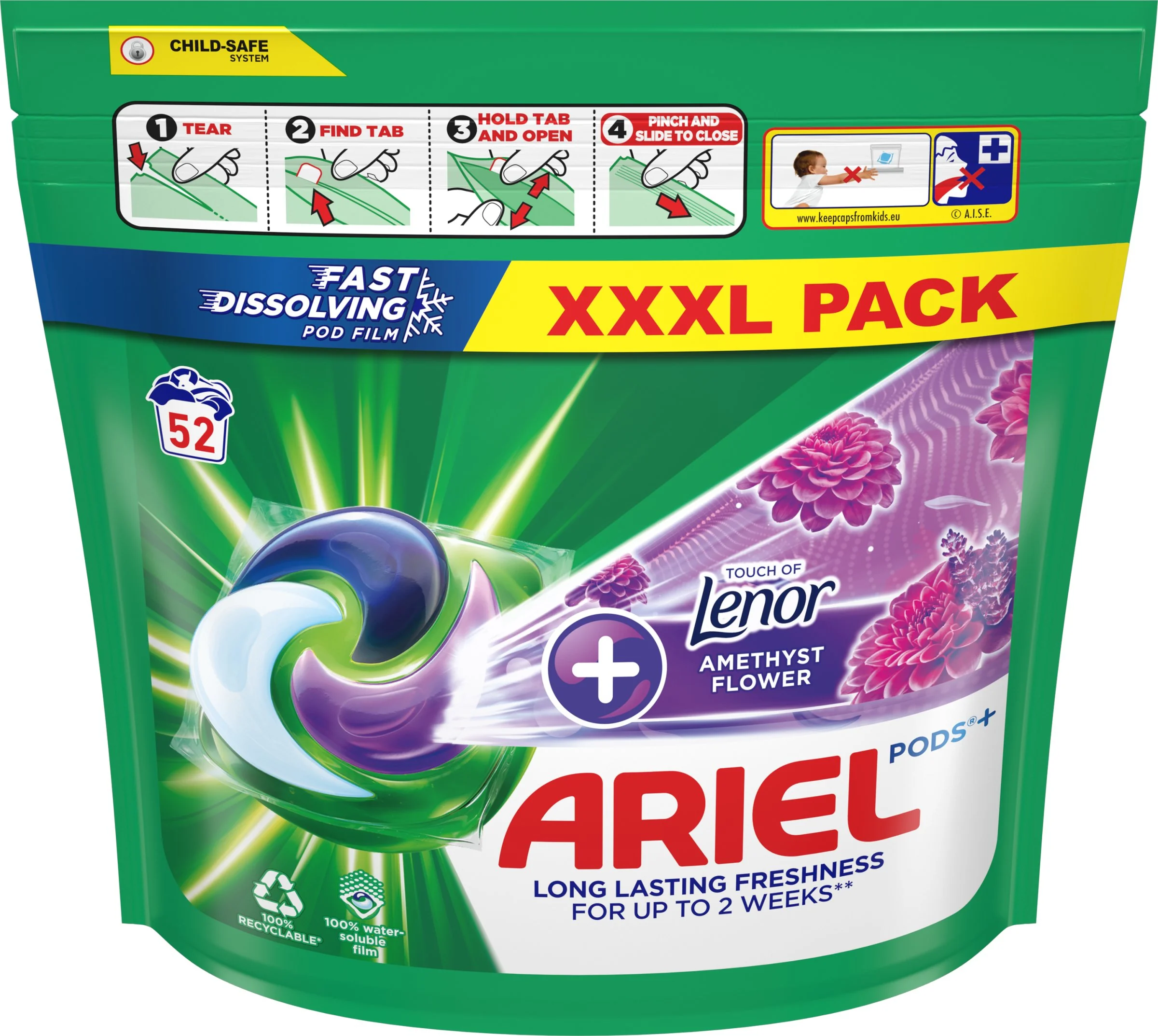 Ariel+, Amethyst Flower, pracie kapsuly 52ks 1×52 ks, pracie kapsuly