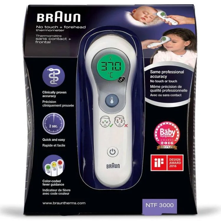 BRAUN NTF 3000 čelový bezdotykový teplomer s 2 spôsobmi merania 1×1 ks, teplomer