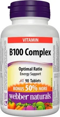WEBBER NATURALS B-Komplex 100 mg Forte 1×90 cps, výživový doplnok